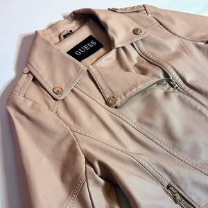 GUESS Women's Blush Pink Leather Jacket